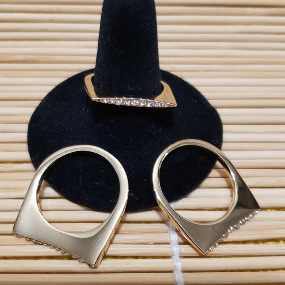 Gold & Rhinestone Stackable Rings. - Picture 2 of 2